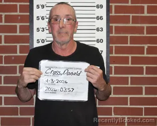 Mugshot of DONALD JAMES CROSS booked in Washington County, Missouri on April 3, 2026