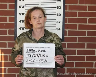 Mugshot of KAREN SUE ELKINS booked in Washington County, Missouri on March 27, 2026