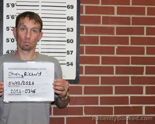 Mugshot of RICHARD DAVID OHARA booked in Washington County, Missouri on April 2, 2026