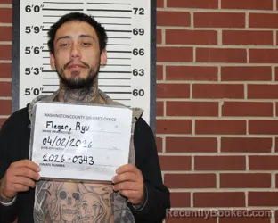 Mugshot of RYU ANTHONY FLEGER booked in Washington County, Missouri on April 2, 2026