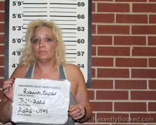 Mugshot of CRYSTAL LYNN RICHARDS booked in Washington County, Missouri on July 31, 2026