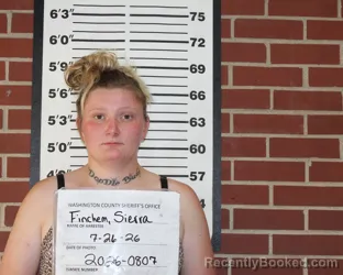 Mugshot of SIERRA KAYE DAWN FINCHEM booked in Washington County, Missouri on July 26, 2026