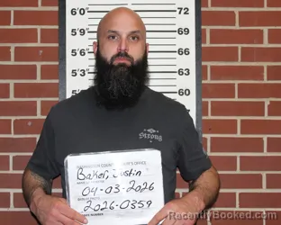 Mugshot of JUSTIN LEE BAKER booked in Washington County, Missouri on April 3, 2026