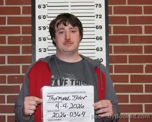 Mugshot of TYLER LEE THURMOND booked in Washington County, Missouri on April 4, 2026