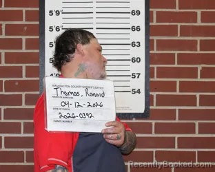 Mugshot of RONALD MICHAEL THOMAS booked in Washington County, Missouri on April 12, 2026