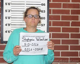 Mugshot of STEPHANIE LOUISE VALENTINE booked in Washington County, Missouri on May 21, 2026