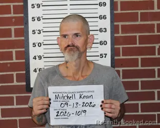Mugshot of Mitchell Allan Kean booked in Washington County, Missouri on September 13, 2026