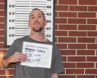 Mugshot of ZACHARY MICHAEL MCMAHAN booked in Washington County, Missouri on March 31, 2026