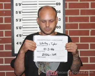 Mugshot of Tyler Alan Whitley booked in Washington County, Missouri on October 2, 2026