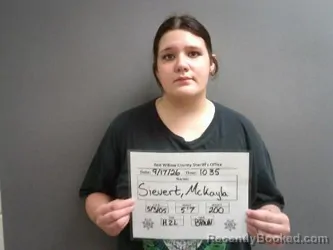 Mugshot of Mckayla Sievert booked in Red Willow County, Nebraska on September 17, 2026