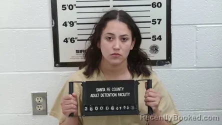 Mugshot of KRISHNA ARELY HEREDIA booked in Santa Fe County, New Mexico on July 2, 2026