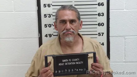 Mugshot of VINCENT EDWARD GARCIA booked in Santa Fe County, New Mexico on August 3, 2026