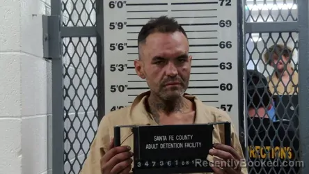 Mugshot of Peter Matthew Velarde booked in Santa Fe County, New Mexico on August 14, 2026