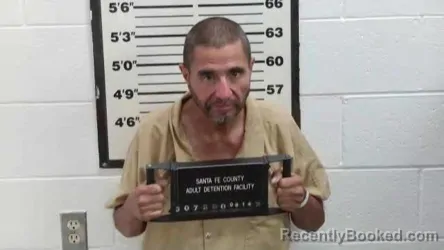 Mugshot of Raymond Horacio Martinez booked in Santa Fe County, New Mexico on August 14, 2026
