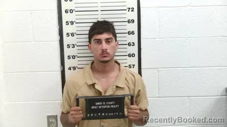 Mugshot of Leon Santiago Esquibel booked in Santa Fe County, New Mexico on August 15, 2026