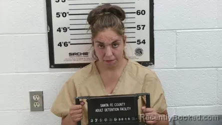 Mugshot of Danielle Angel Sandoval booked in Santa Fe County, New Mexico on August 19, 2026