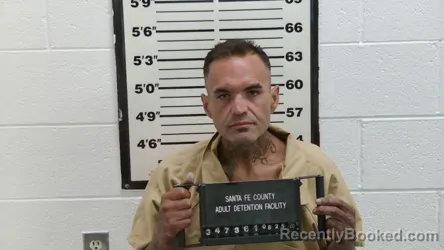 Mugshot of Peter Matthew Velarde booked in Santa Fe County, New Mexico on August 25, 2026