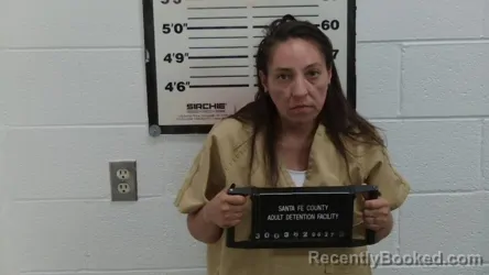 Mugshot of Leandra Ortega booked in Santa Fe County, New Mexico on August 27, 2026