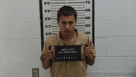 Mugshot of D'angelo Isaac Prieto booked in Santa Fe County, New Mexico on August 28, 2026