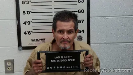 Mugshot of Gilbert Anthony Martinez booked in Santa Fe County, New Mexico on August 31, 2026