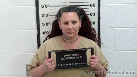 Mugshot of Charlene Consuelo Pacheco booked in Santa Fe County, New Mexico on September 3, 2026