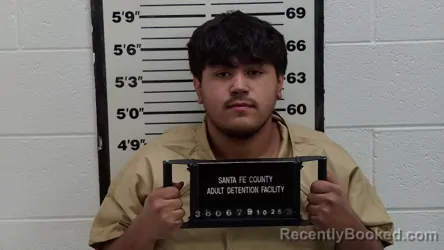 Mugshot of Diego Elijah Bencomo booked in Santa Fe County, New Mexico on October 25, 2026