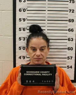 Mugshot of Ann Marie Saglimbeni booked in Schoharie County, New York on October 2, 2026