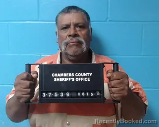 Mugshot of Bulmaro Rosas Barcenas booked in Chambers County, Texas on June 15, 2026