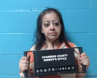 Mugshot of Martha Love Rodriguez booked in Chambers County, Texas on August 19, 2026