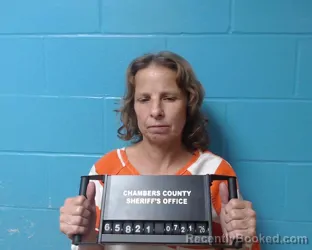 Mugshot of Carolyn Lynn Simek booked in Chambers County, Texas on July 21, 2026