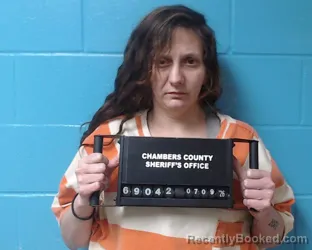 Mugshot of Angela Marie Rushing booked in Chambers County, Texas on July 9, 2026