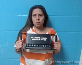 Mugshot of Liliana Mendez booked in Chambers County, Texas on July 27, 2026