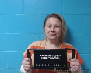 Mugshot of Brittany Mooney booked in Chambers County, Texas on August 24, 2026