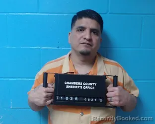 Mugshot of Juan Arce booked in Chambers County, Texas on August 31, 2026