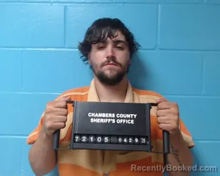 Mugshot of Chance Kevin Auberry booked in Chambers County, Texas on April 29, 2026