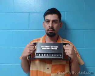 Mugshot of Luis Fernando Flores-Villagrana booked in Chambers County, Texas on May 23, 2026