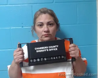 Mugshot of Marvelia Elizabeth Morales booked in Chambers County, Texas on March 17, 2026