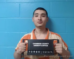 Mugshot of Joshua Isaiah Moreno booked in Chambers County, Texas on March 18, 2026