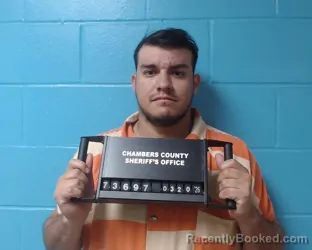 Mugshot of Nicholas Brandon Cruz booked in Chambers County, Texas on March 20, 2026