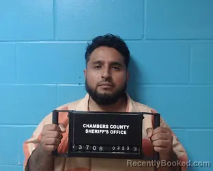 Mugshot of Marcos Ramirez booked in Chambers County, Texas on March 23, 2026