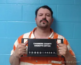 Mugshot of Argimiro Gonzalez booked in Chambers County, Texas on April 26, 2026