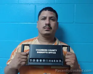 Mugshot of Seberiano Aguilar booked in Chambers County, Texas on April 30, 2026
