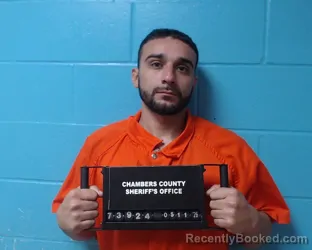 Mugshot of Angel Sanchez booked in Chambers County, Texas on May 11, 2026