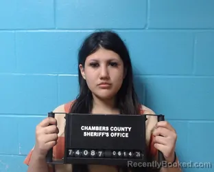 Mugshot of Jalyssa Manzano booked in Chambers County, Texas on June 14, 2026