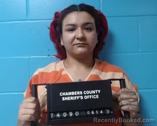 Mugshot of Mercedies Martinez booked in Chambers County, Texas on June 14, 2026