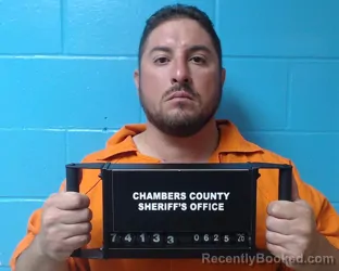 Mugshot of Luis Noe Salazar booked in Chambers County, Texas on June 25, 2026