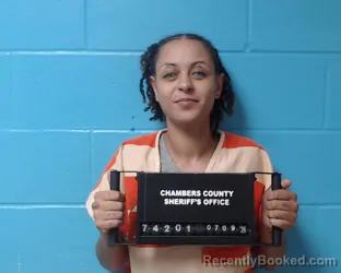 Mugshot of Khaniya Brizae Hanchey booked in Chambers County, Texas on July 9, 2026
