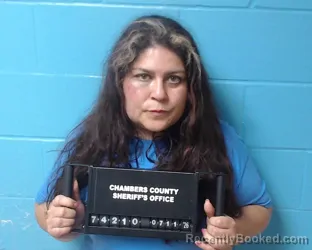 Mugshot of Kandra Dominguez booked in Chambers County, Texas on July 11, 2026