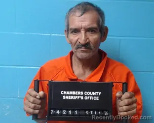 Mugshot of Pablo Gallegos booked in Chambers County, Texas on July 11, 2026