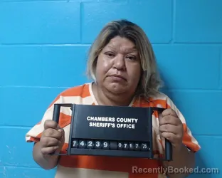 Mugshot of Erica Mendez booked in Chambers County, Texas on July 17, 2026
